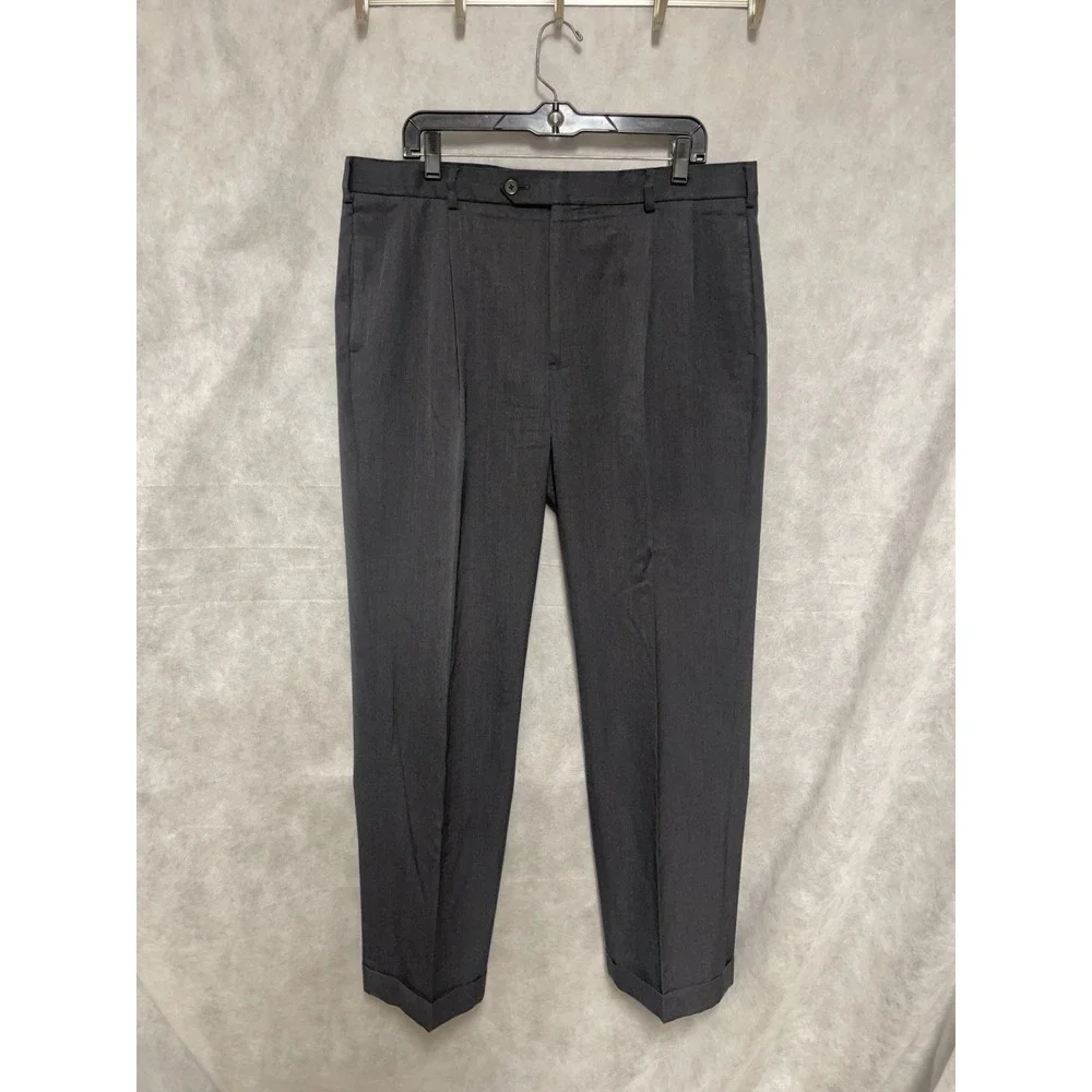 Brooks Brothers Pants Men 37x31 Gray Wool Madison Academia Cuffed Pleated Luxury